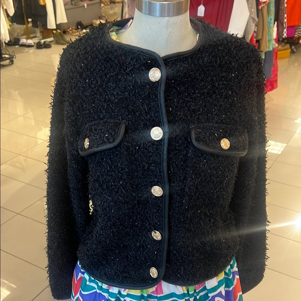 Black Zara large  Button-Front Women's Jacket